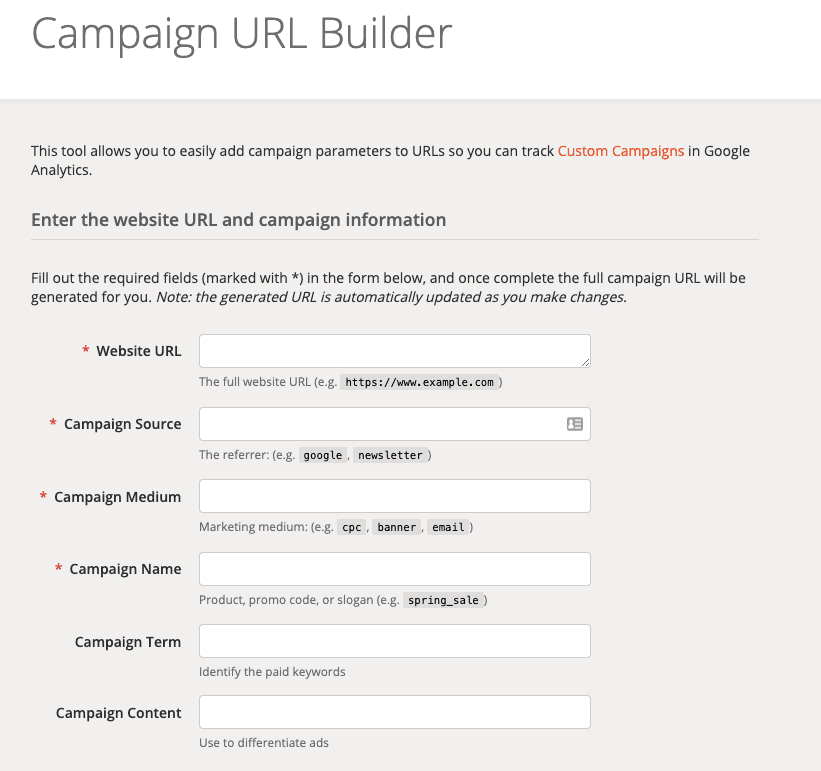 Campaing URL Builder