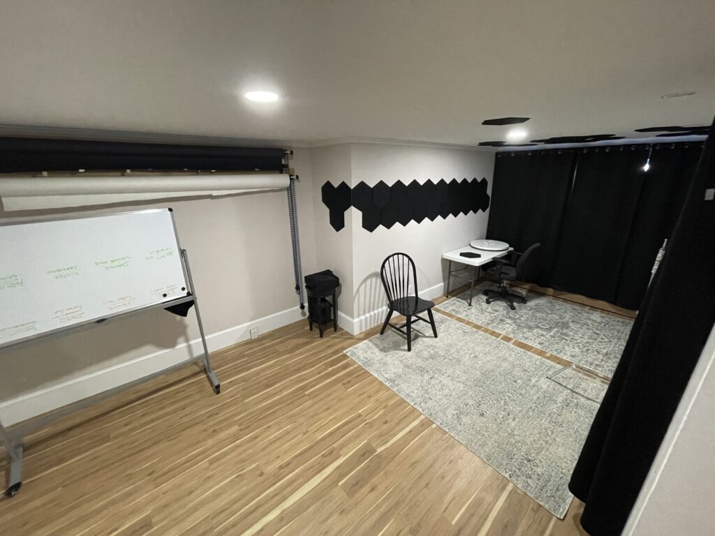 Former reception area converted to filming studio